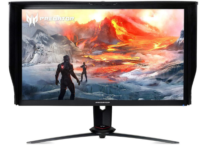 black gaming monitor on a black stand