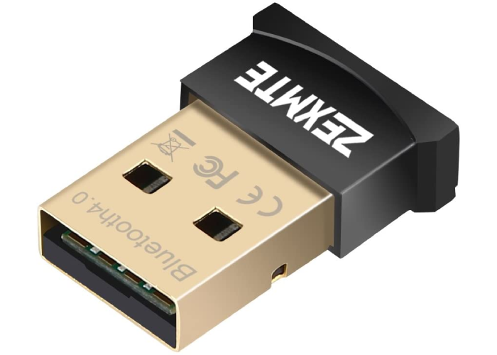 black and brass-colored ZEXMTE Bluetooth adapter