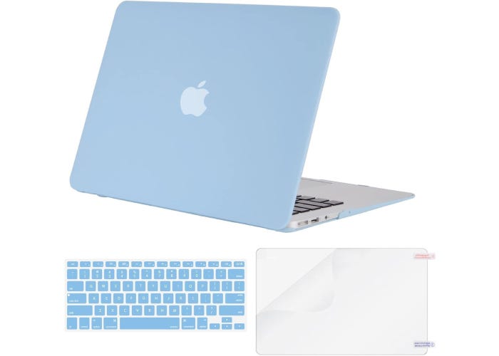 pale blue macbook laptop sleeve