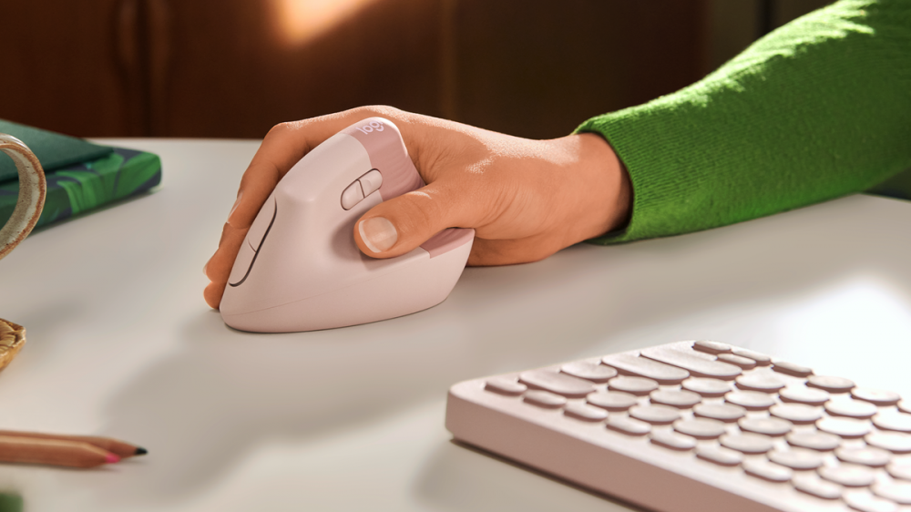 The Logitech Lift at a desk.