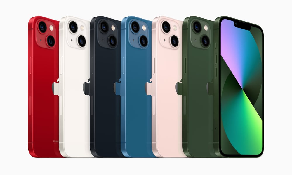 iPhone 13 color lineup March 2022