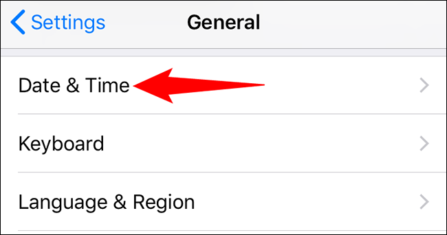 Select "Date & Time" on the "General" screen.