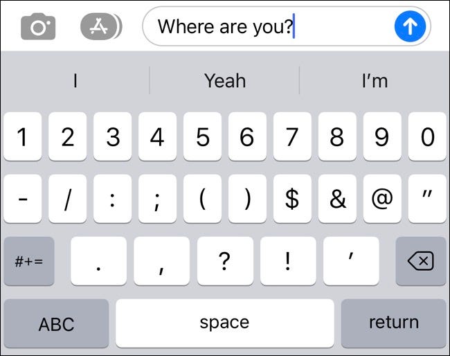 Typing a "Where Are You?" text in iMessage