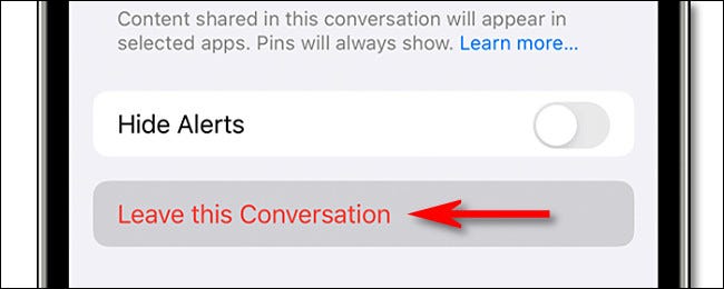 Tap "Leave This Conversation."