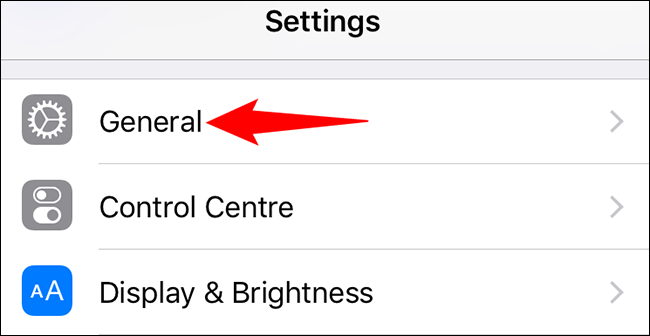 Select "General" in Settings.