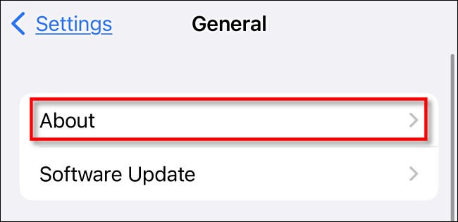 In General settings, tap "About."