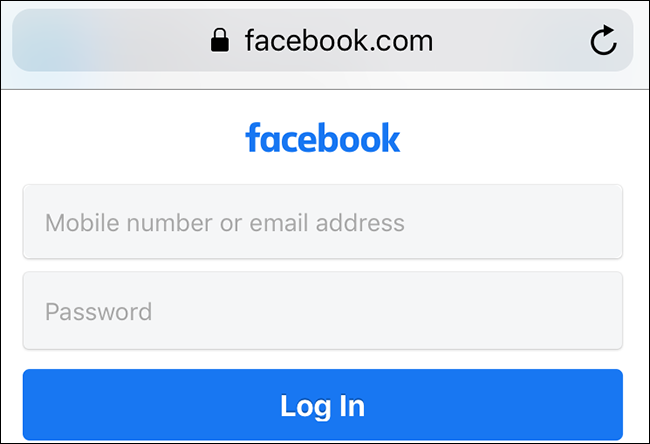 Facebook's mobile version in Safari on iPhone.