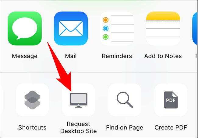 Tap "Request Desktop Site."