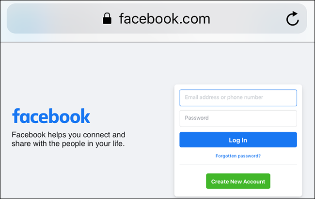 Facebook's desktop version in Safari on iPhone.