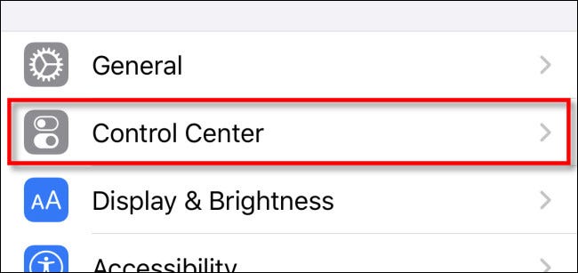 In Settings, tap "Control Center"