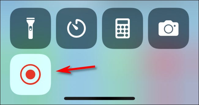 Tap the "Screen Recording" button in Control Center.