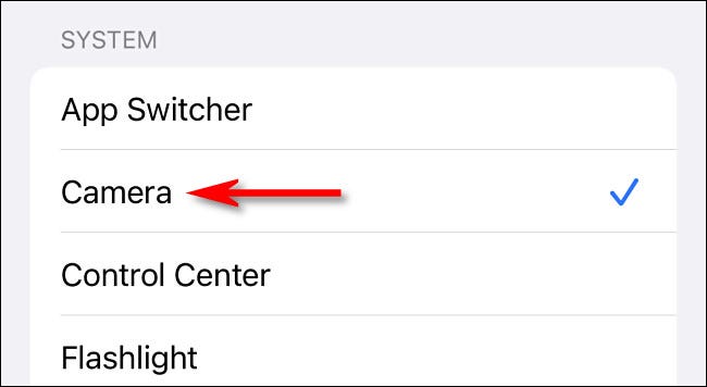 In Back Tap options, select "Camera."