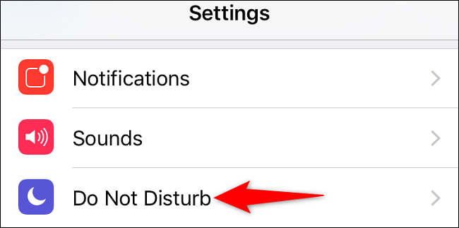 Select "Do Not Disturb" in Settings.