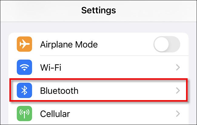 In Settings, tap "Bluetooth."