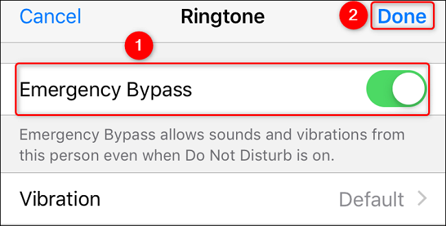 Enable "Emergency Bypass" and tap "Done."