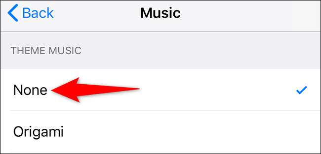 Select "Music" and tap "None."