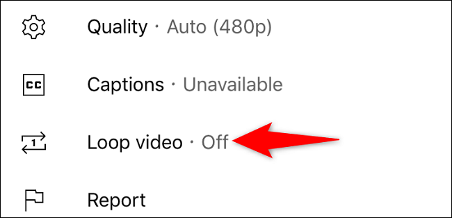 Tap "Loop Video" in the menu.