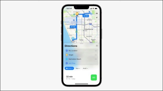 iOS 16 Maps multi-stop trips