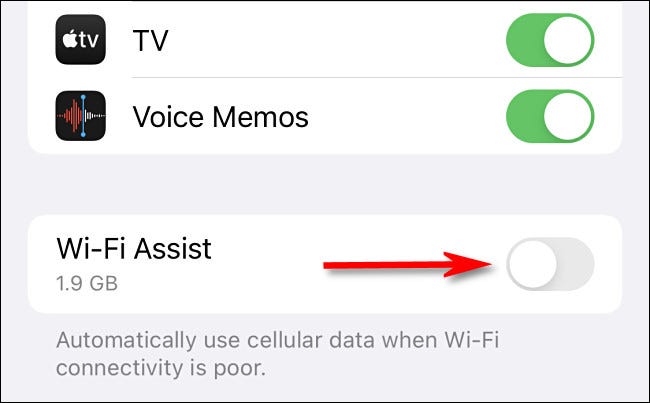 Turn "Wi-Fi Assist" off.