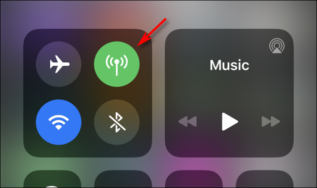 Disable Cellular Data using Control Center