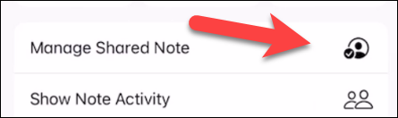 Select "Manage Shared Note."