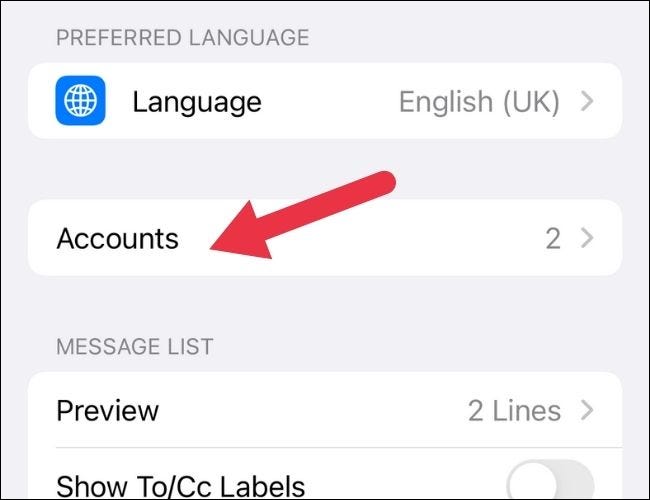 Mail Settings iOS