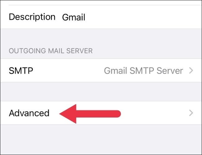 iOS Advanced Mail Account Settings