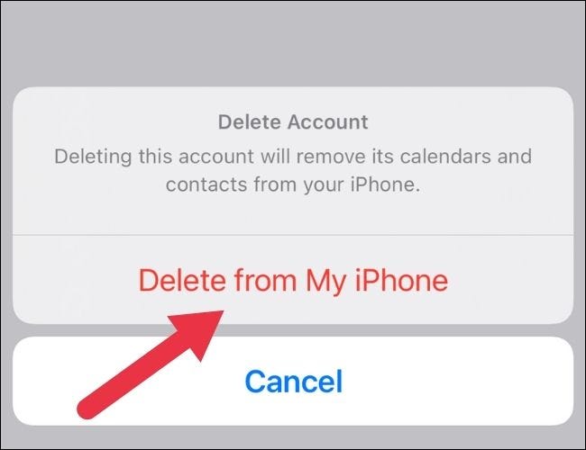 Mail iOS Account Delete Confirmation