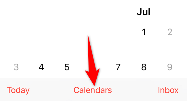 Select "Calendars" at the bottom.