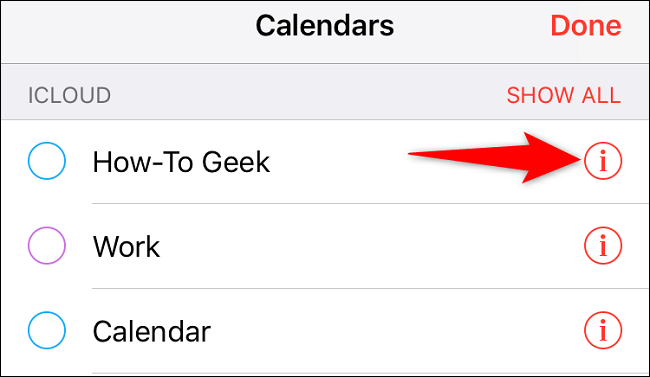 Select "i" next to a calendar.