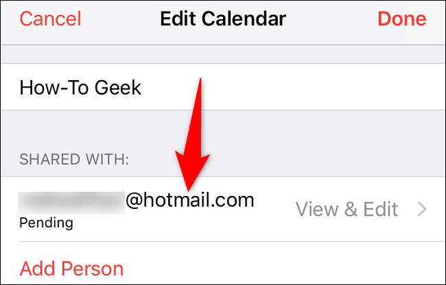 Select a calendar user.