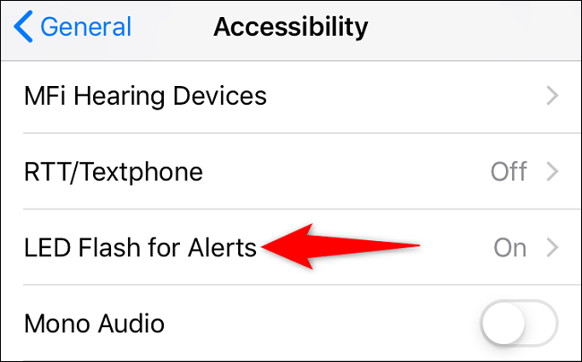 Tap "LED Flash for Alerts."