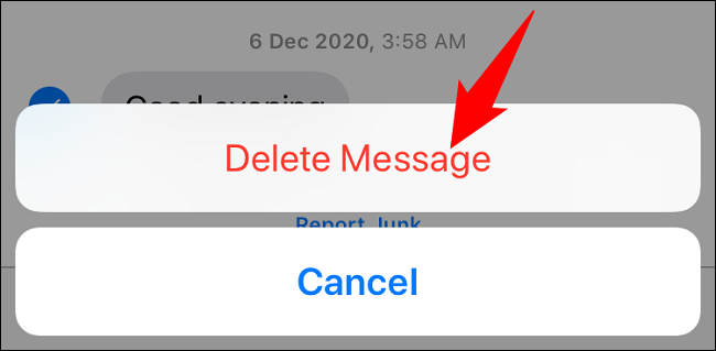 Choose "Delete Message" in the prompt.