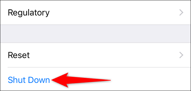 Tap "Shut Down" at the bottom.