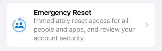 Emergency Reset option under Safety Check menu