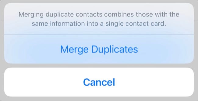 Merge individual contact entries