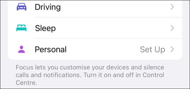 Set up Apple's predefined Focus modes