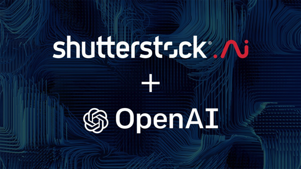 The Shutterstock and OpenAI logos.