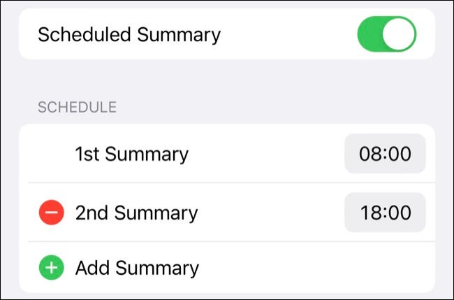 Create a schedule for viewing notification summaries