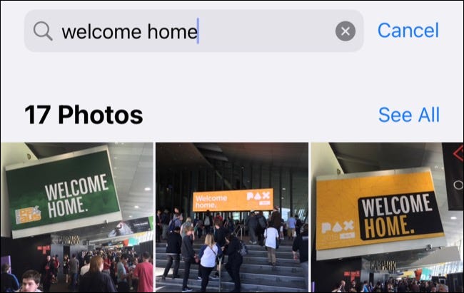 Searching for text within the iPhone Photos app
