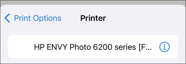 Select printer from iOS print interface