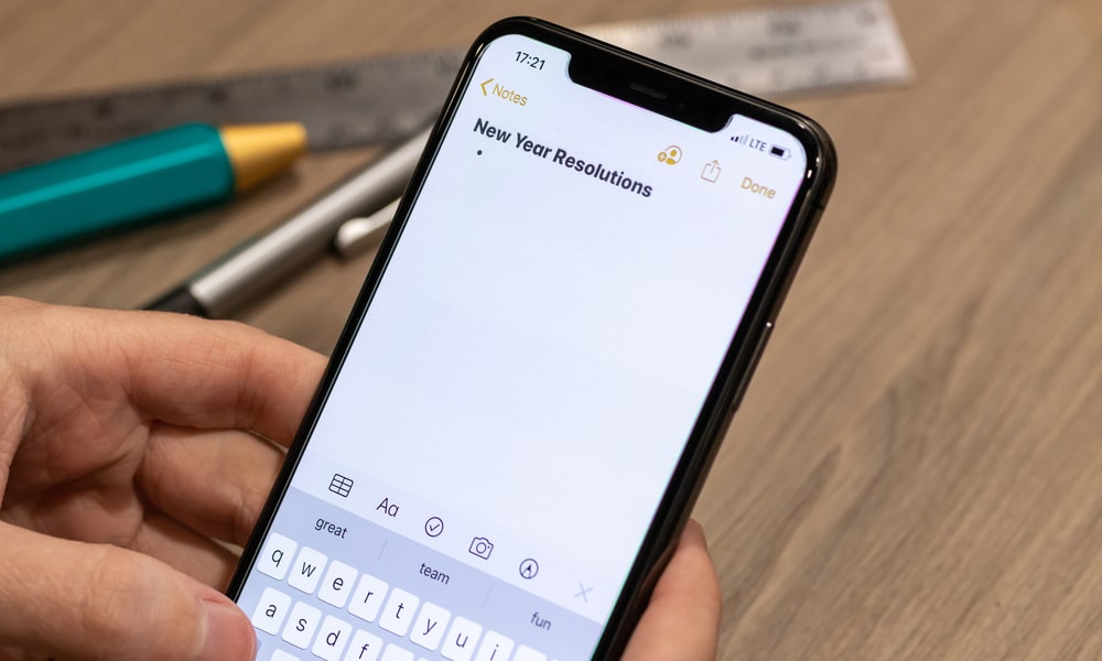 Typing Notes on an iPhone