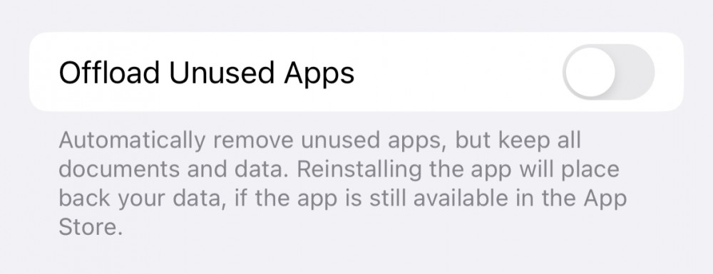 offload apps on iphone