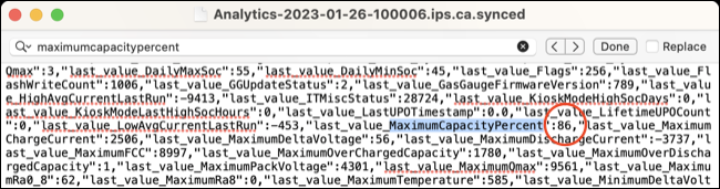 MaximumCapacityPercent in iPad analytics logs