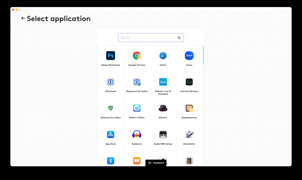 Choosing an Application that will open when a Smart Action is triggered in Logi Options+.