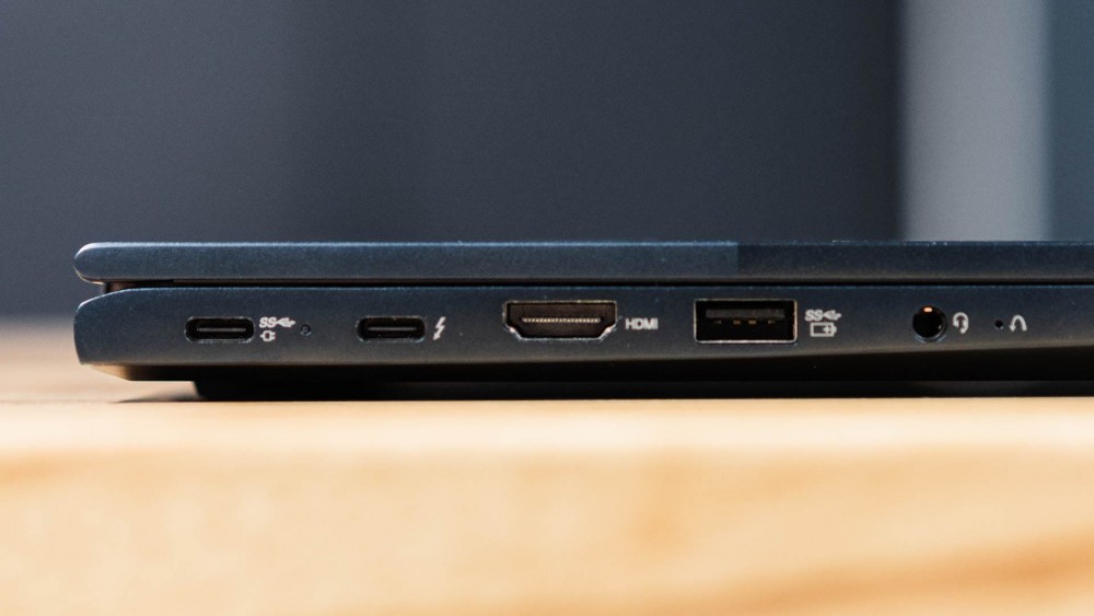 Ports on the side of the Lenovo ThinkBook 14s Yoga Gen 3