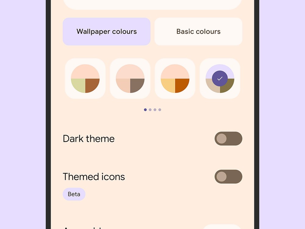 A Pixel phone's wallpaper settings, showing all the customization options.