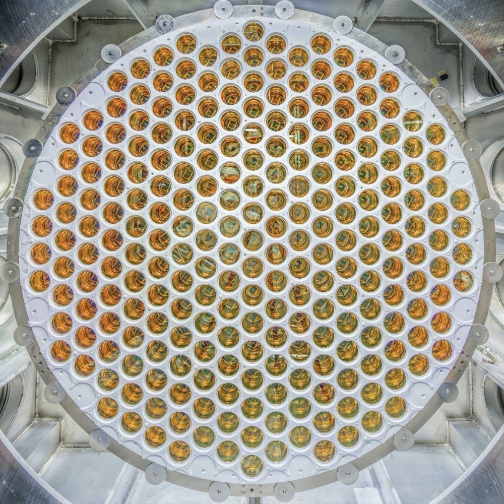 LZ Dark Matter detector with gold photomultipliers to depict what is matter