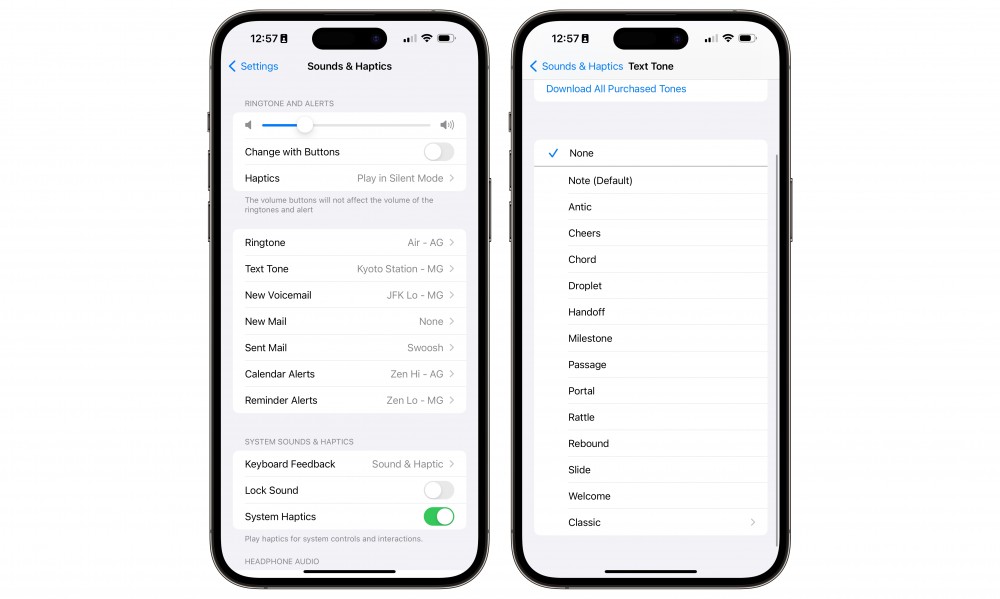 iOS 17 Sounds and Haptics Custom Text Tones