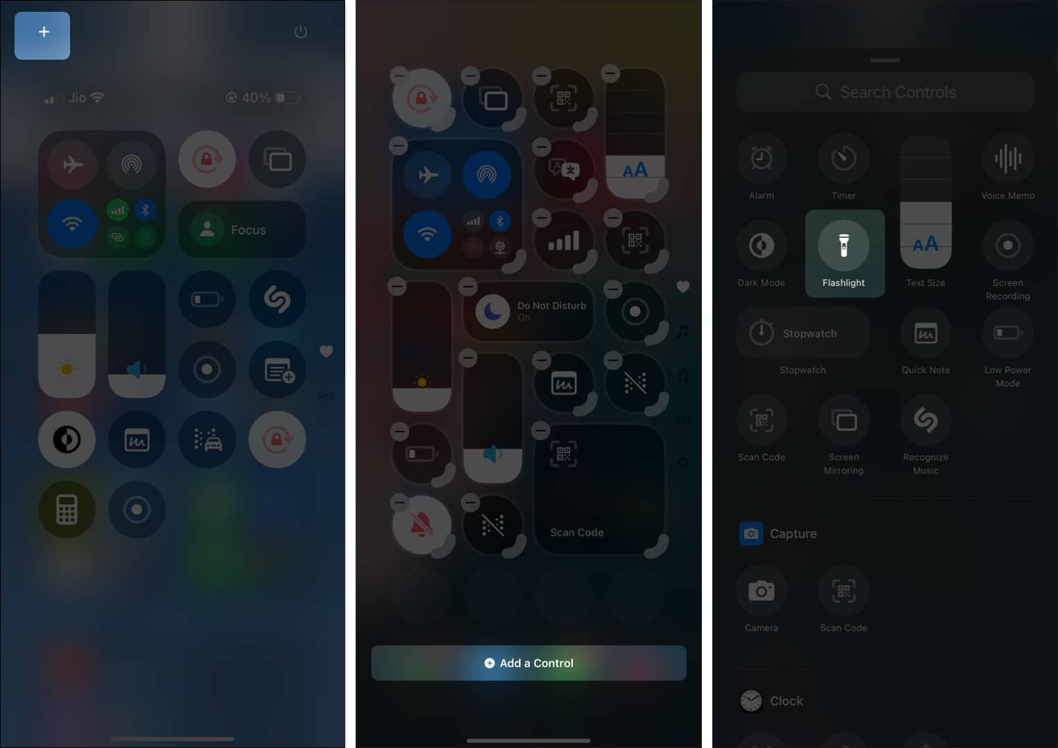 Add Flashlight icon to iPhone Control Centre